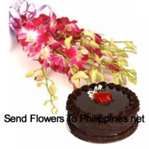 1/2 Kg Truffle Cake with Pink Orchids