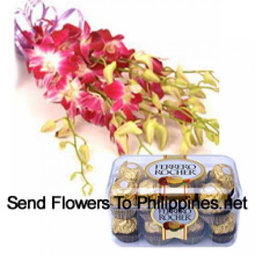 Charming Pink Orchids with 16 Pcs Ferrero Rochers