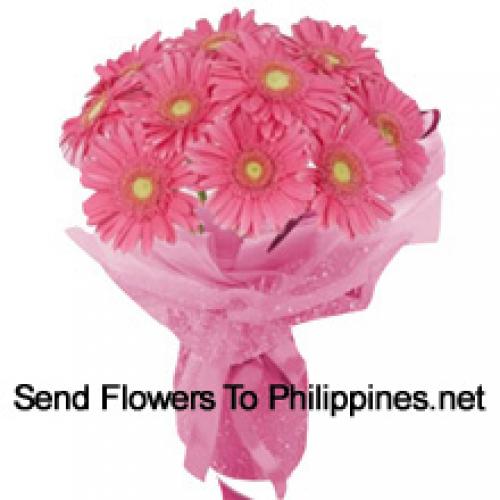 12 Pink Gerberas hand Bunch