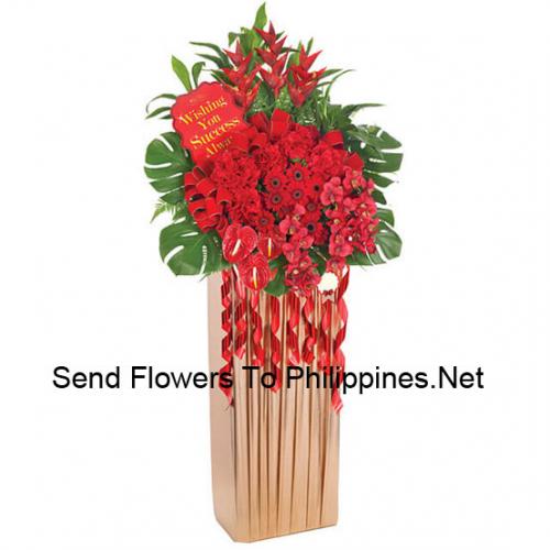 Gerberas and Exotic Flowers Standing Arrangement