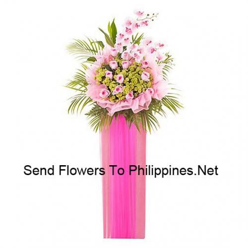 Assorted Pink Flowers Standing Arrangement