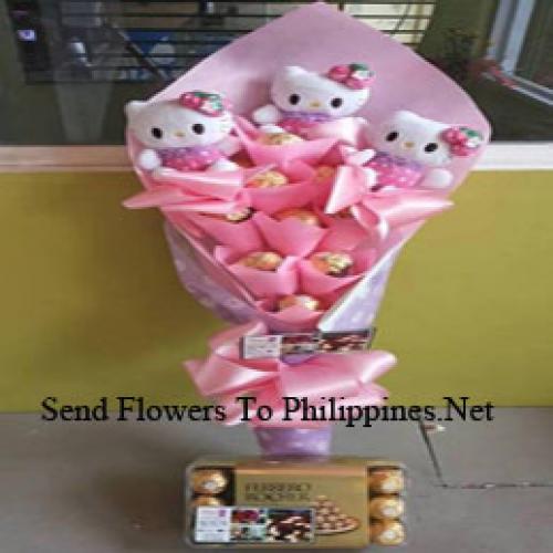 Teddy and Rochers Bouquet Along with 30 Ferrero Rochers