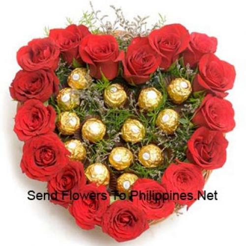 18 Red Roses with 16 Pcs Ferrero Rochers