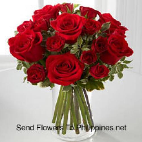 18 Lovely Red Roses in Vase