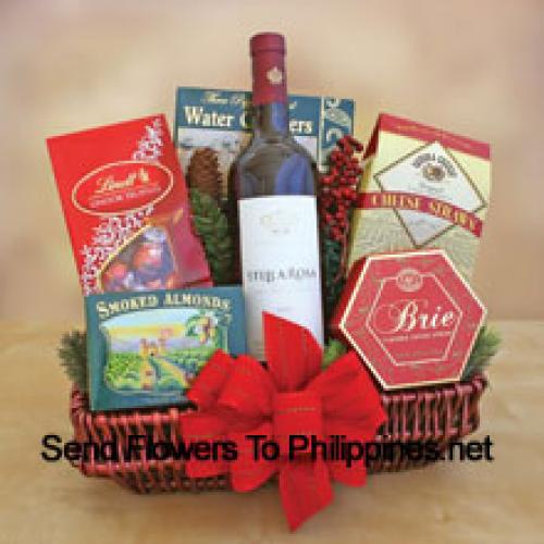 Lovely Gourmet Basket Containing Wine